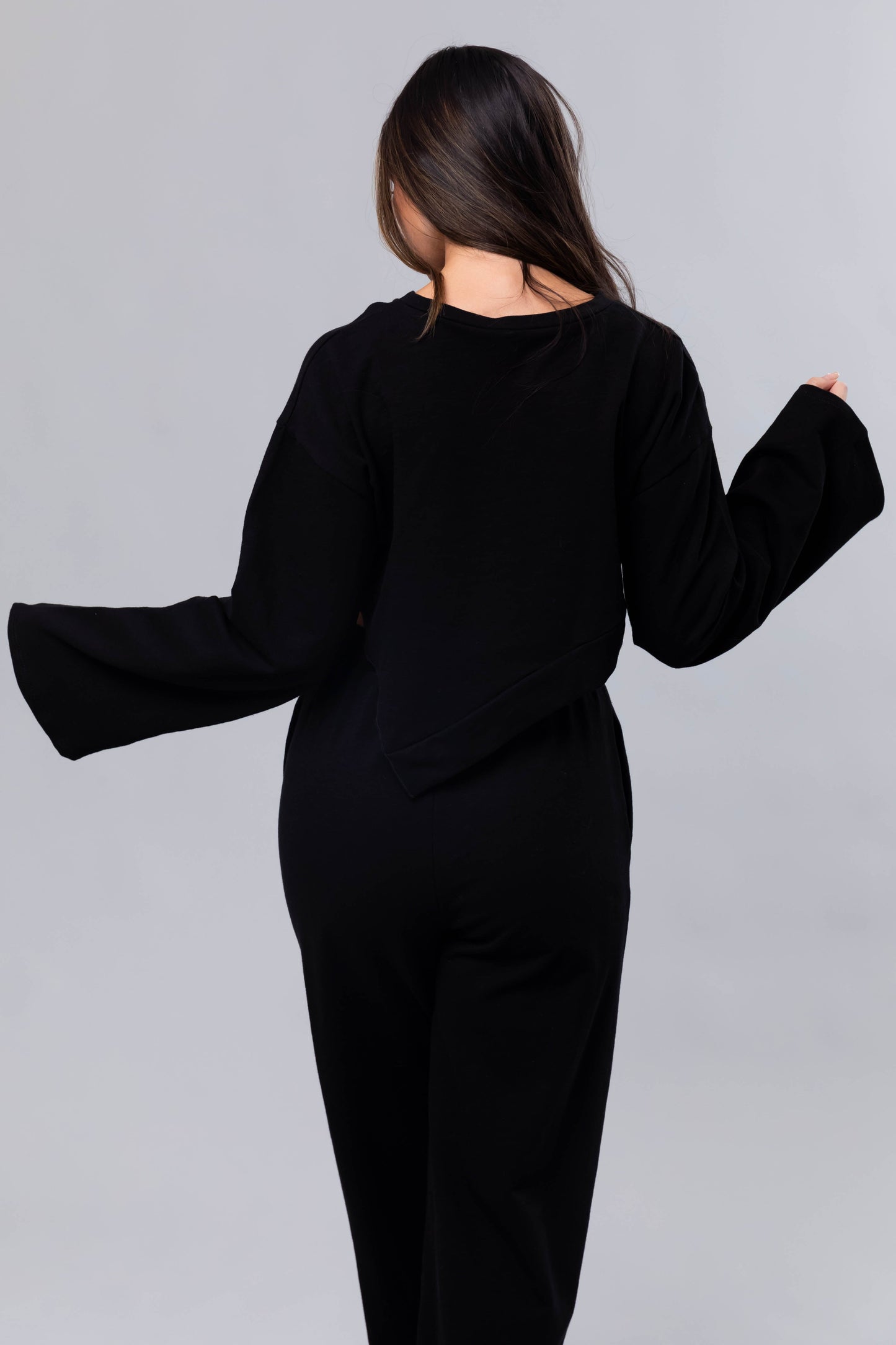 OneDiaLabel Long Sleeve Top & Wide Leg Pants Set