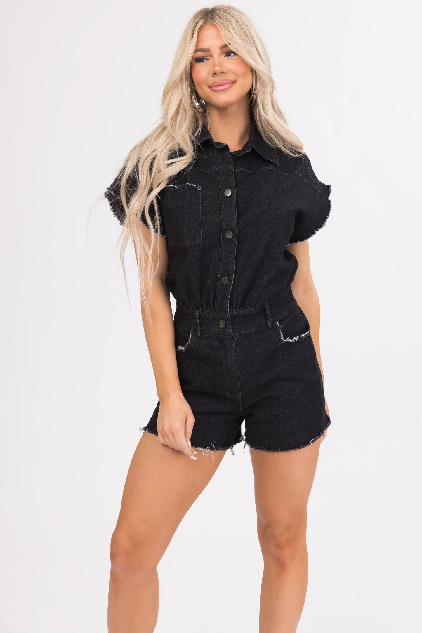 OneDiaLabel Washed Denim Utility Romper