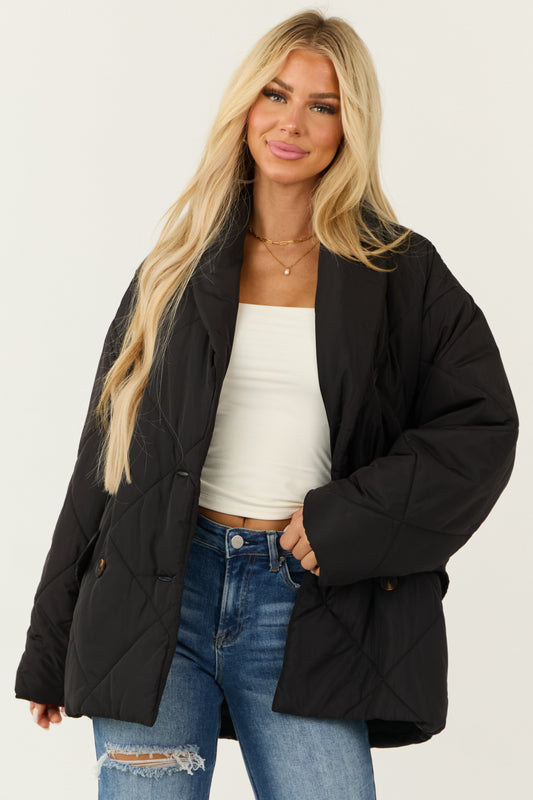 OneDiaLabel Quilted Double-Breasted Coat Jacket