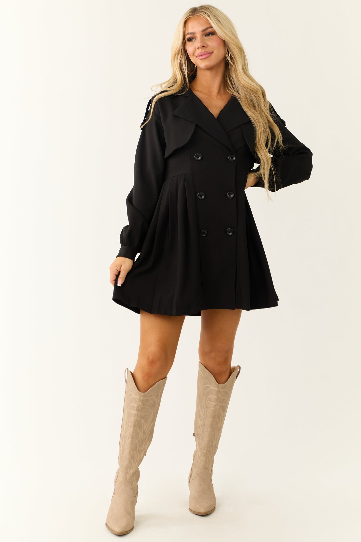 OneDiaLabel Long Sleeve Button-Down Trench Coat