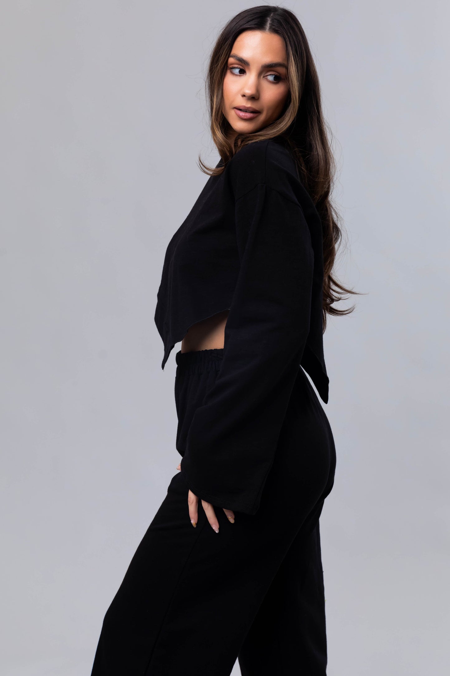 OneDiaLabel Long Sleeve Top & Wide Leg Pants Set