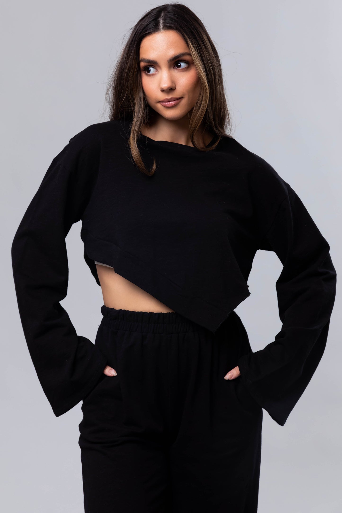 OneDiaLabel Long Sleeve Top & Wide Leg Pants Set