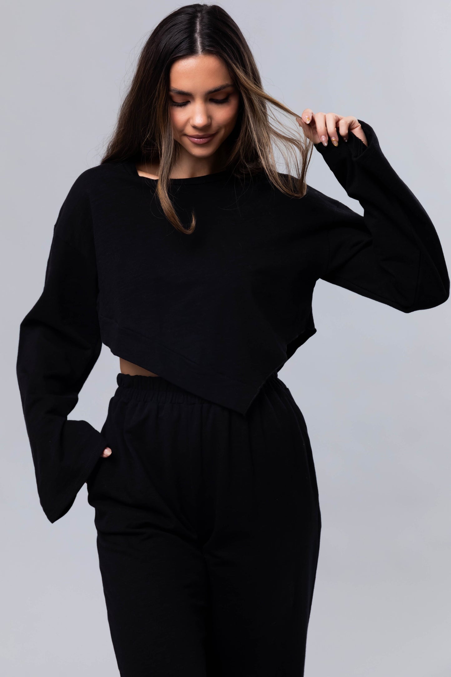 OneDiaLabel Long Sleeve Top & Wide Leg Pants Set