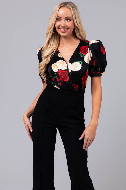 OneDiaLabel Floral Puff Sleeve Jumpsuit