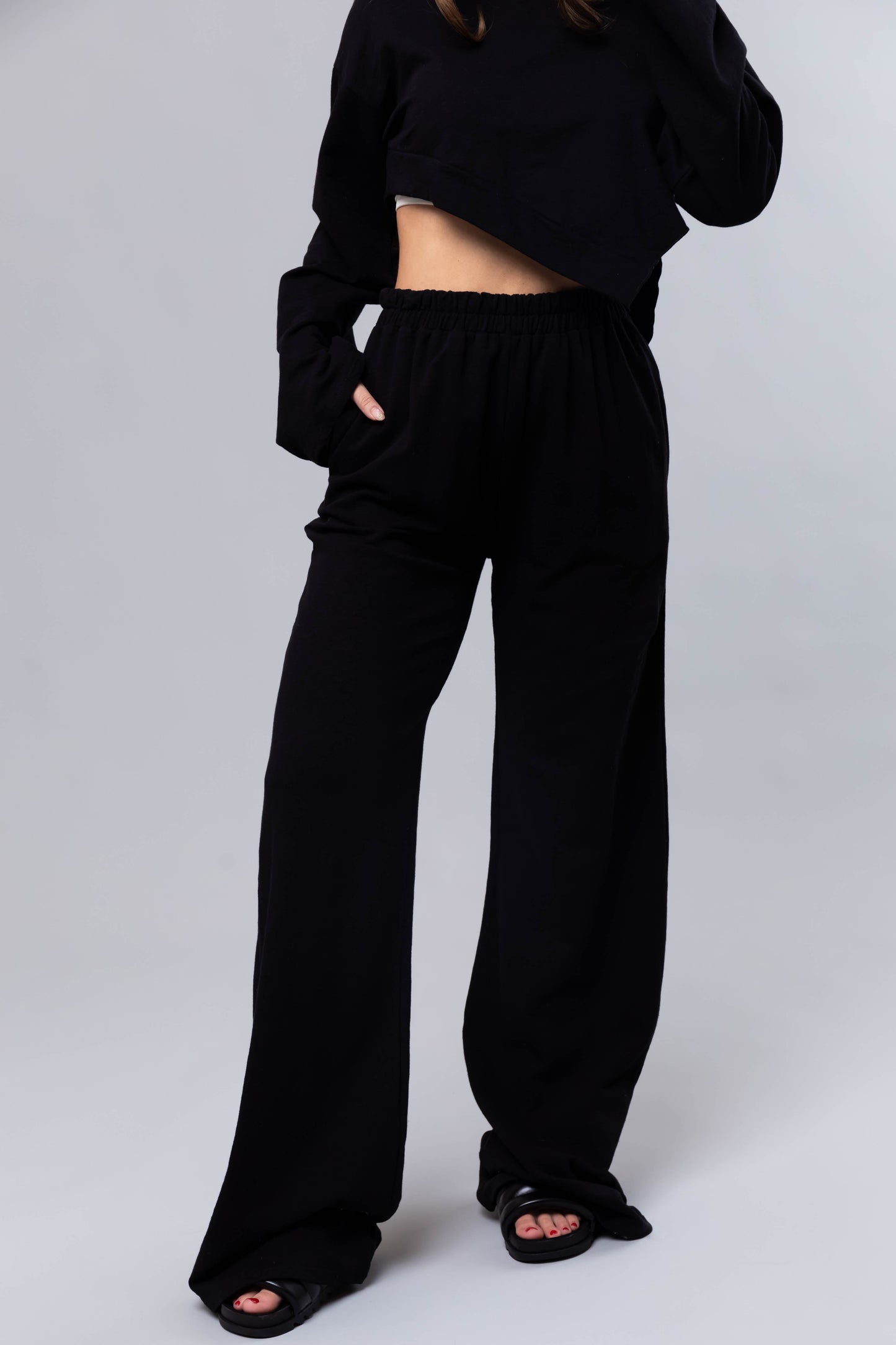OneDiaLabel Long Sleeve Top & Wide Leg Pants Set