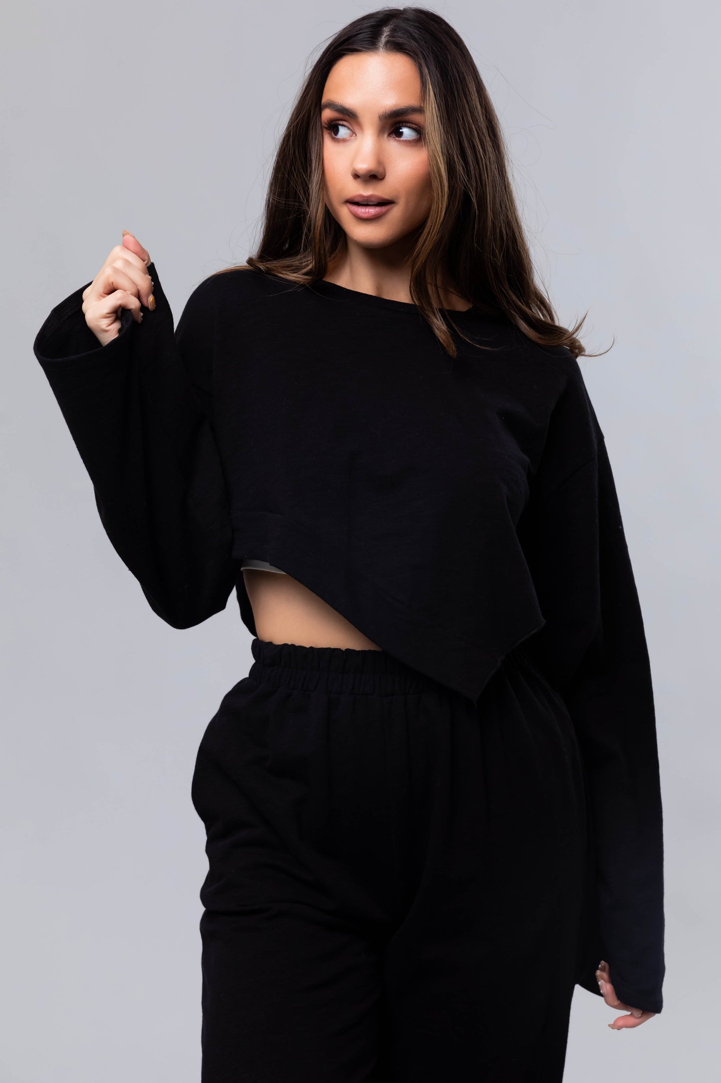 OneDiaLabel Long Sleeve Top & Wide Leg Pants Set